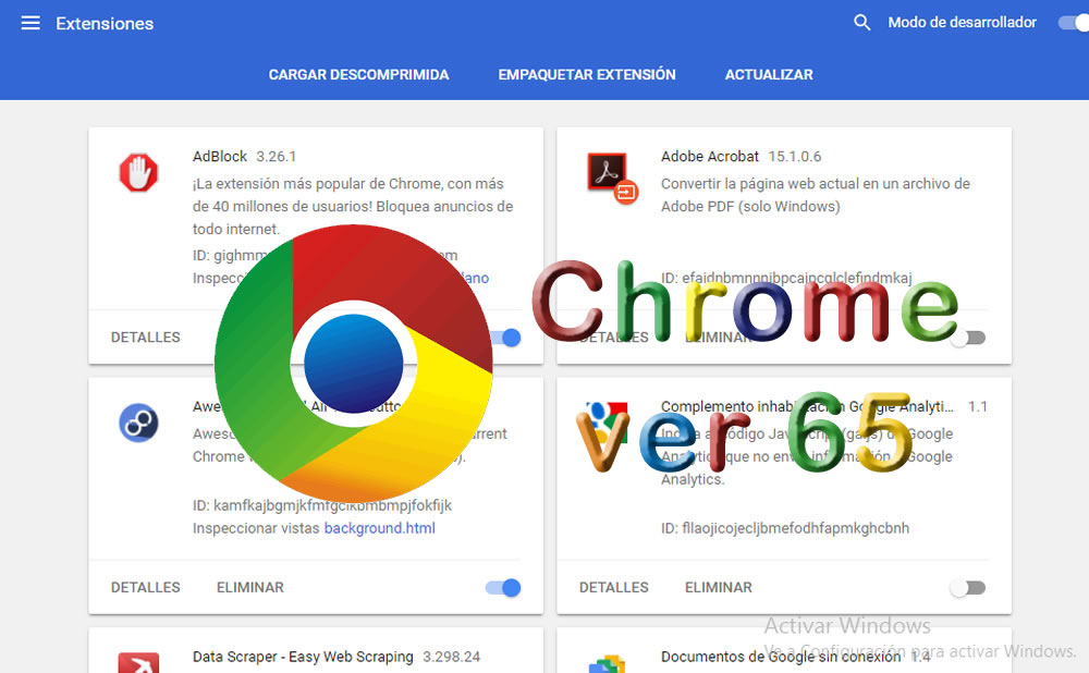 Actualice ya su navegador Chrome a la versin 65