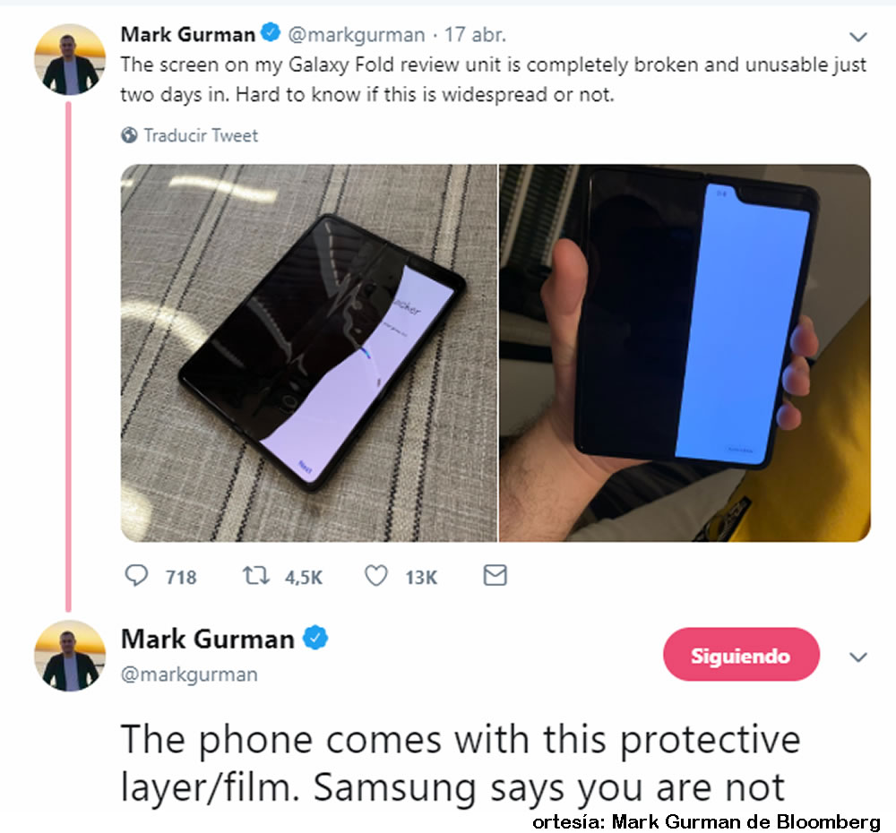 A telfonos Fold de Samsung entregados a periodistas, se les da la pantalla