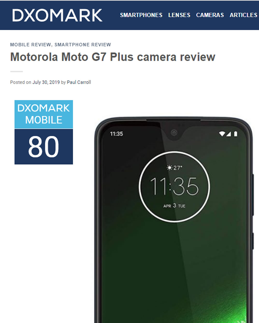 DxOMark raja a las cámaras de Motorola G7 Plus