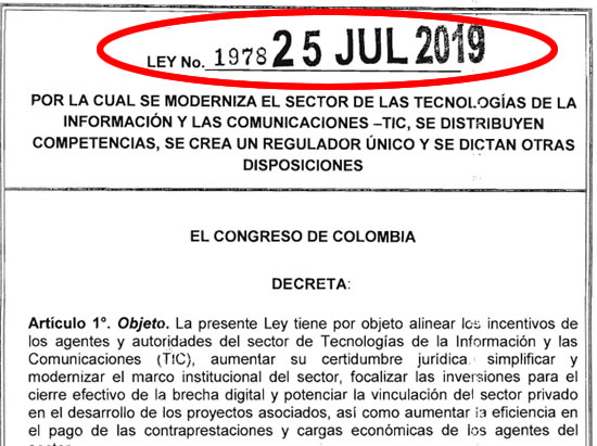 Con la nueva CRC no se está cumpliendo la nueva ley TIC 1978 de julio 25