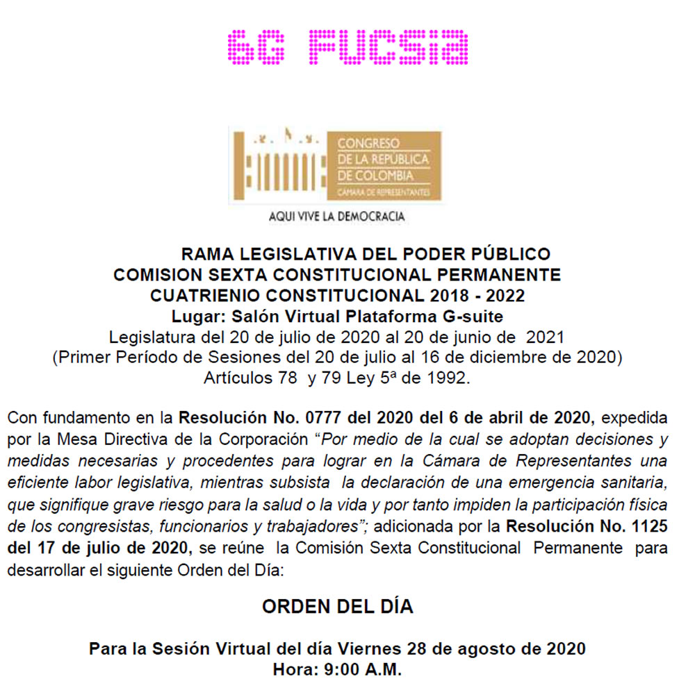 6G Fucsia – Por dominancia citan a la CRC a la comisión sexta de la CámaraAmazon 