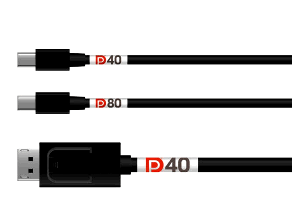 Cables DisplayPort 2.0 con letreros para evitar confusiones 