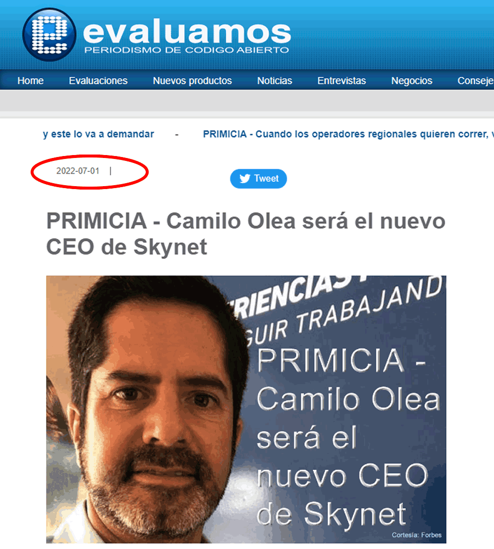 Sergio GonzÃ¡lez y Skynet reconfirman a Evaluamos
