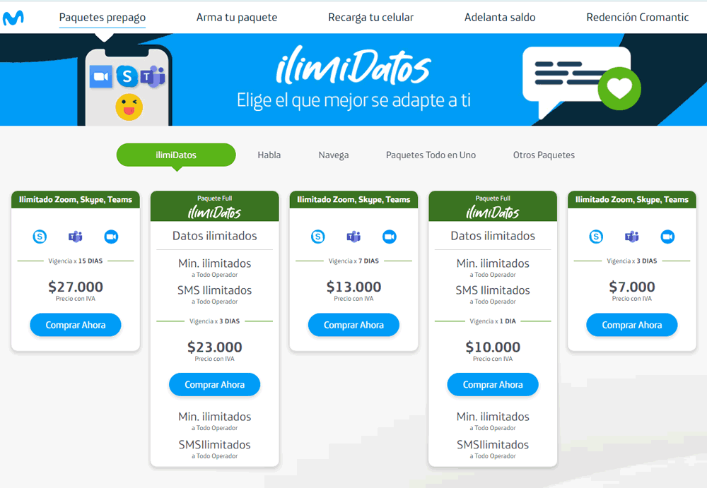 Movistar amplía sus planes ilimidatos tanto en pospago como en prepago