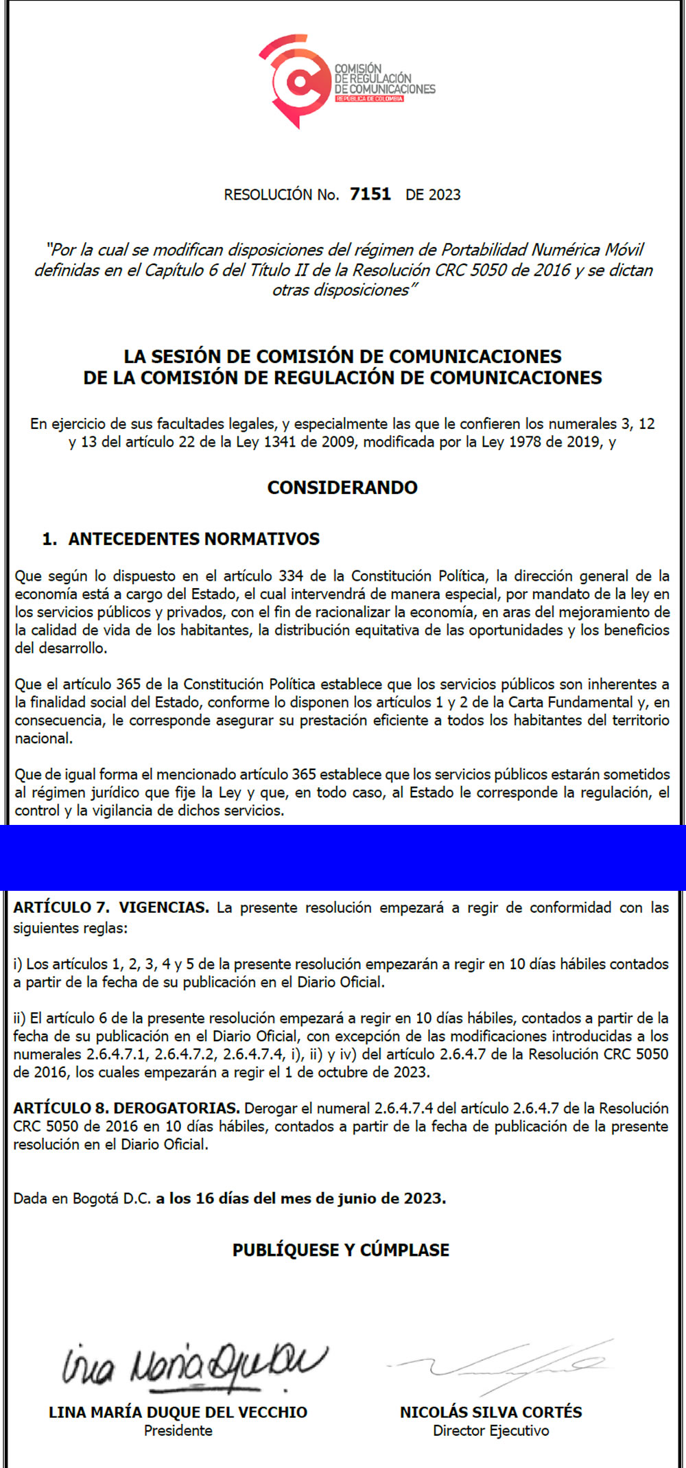 CRC expide resolución 7151 para facilitar proceso de portación numérica 