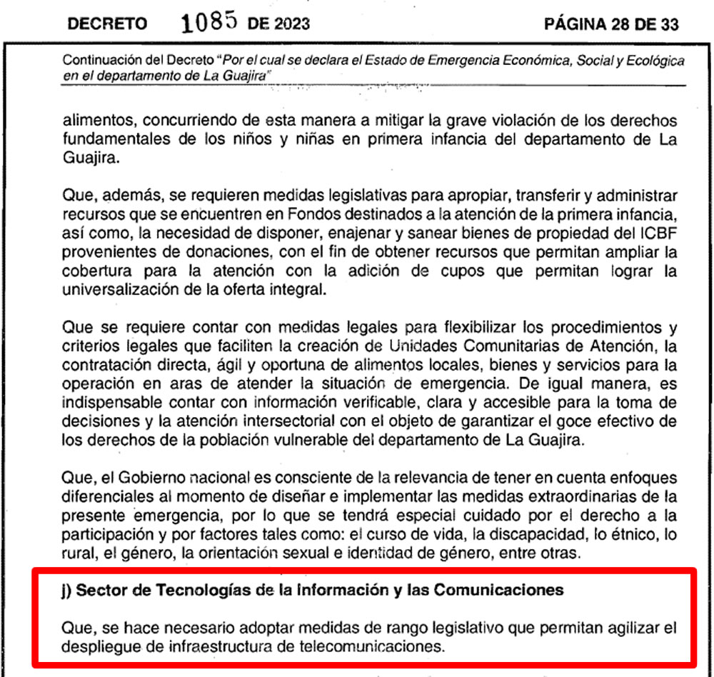 Medidas para agilizar despliegue de infraestructura de telecomunicaciones