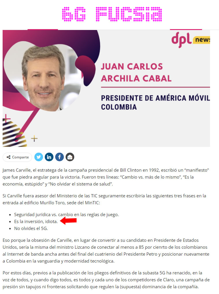 6G Fucsia – ¿J.C. Archila llama idiota al ministro TIC?