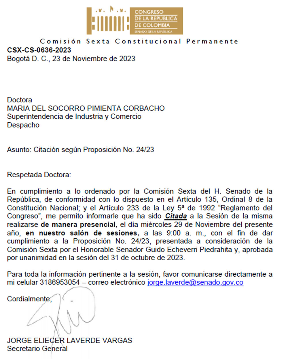 PRIMICIA - Comisión Sexta del Senado cita a MinTI, CRC y SIC a control por dominancia del mercado móvil