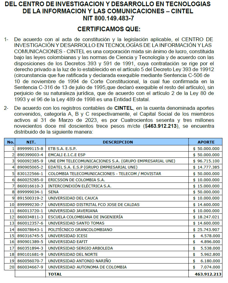 ATENCIÓN NOTA ACTUALIZADA - Adjudican a dedo a Cintel siempre con exministro del TIC