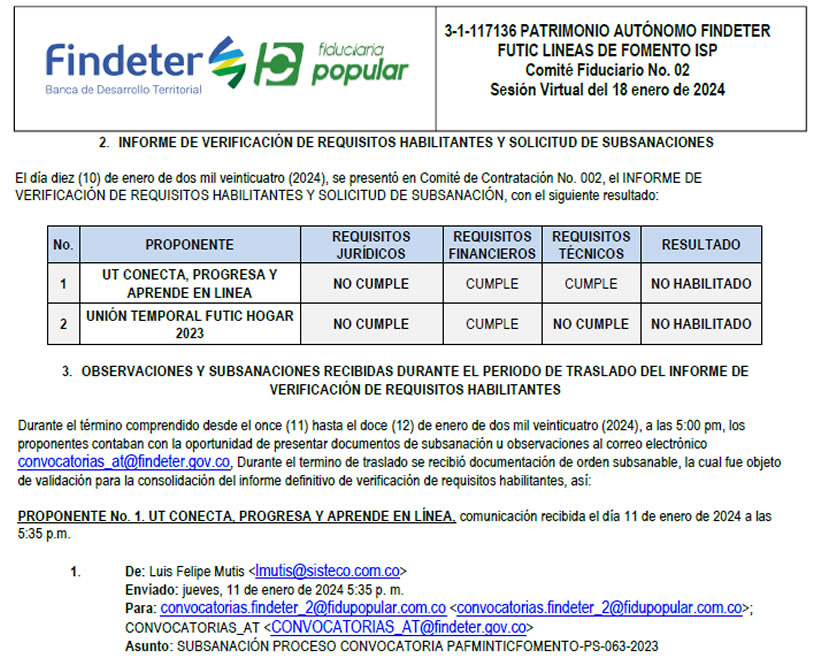 Declaran desierta la convocatoria para ISP