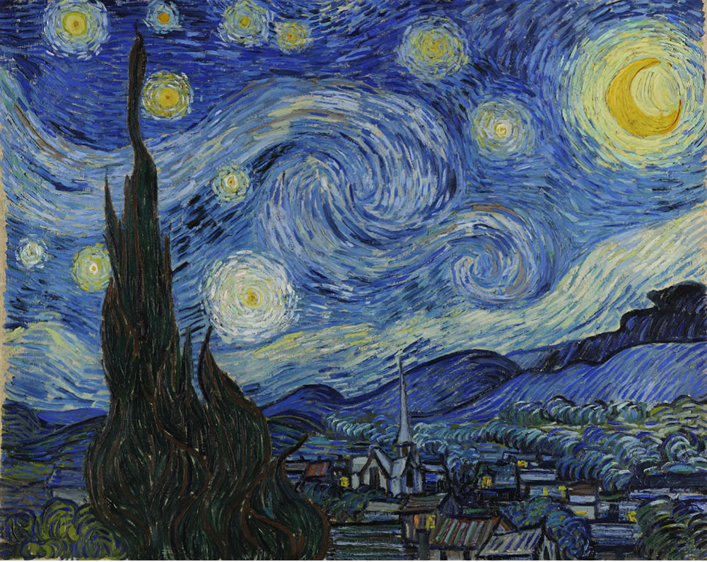 1889: Vincent Van Gogh en su cuadro La Noche Estrellada vio, captó y pinto remolinos de flujo turbulento 