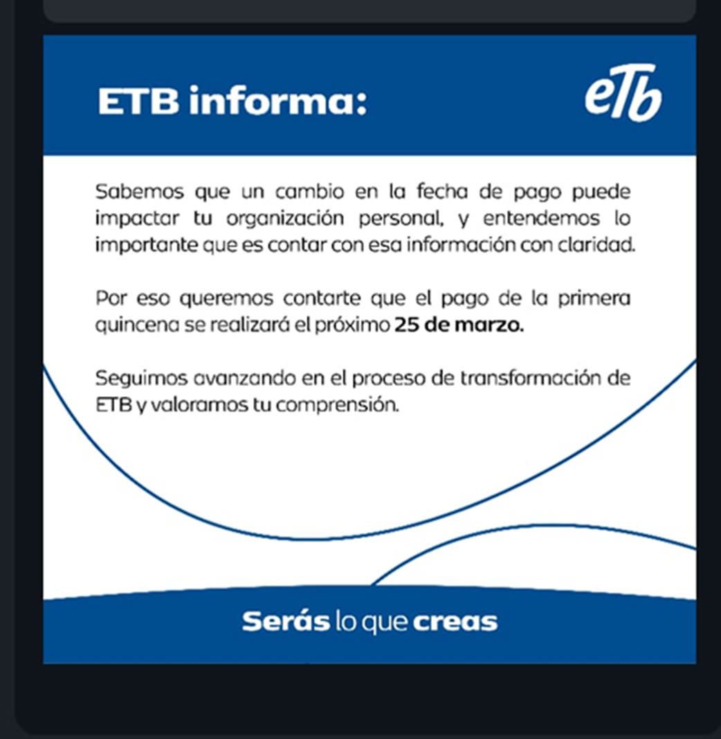 ETB no tiene $$$ ni para pagar su nomina 